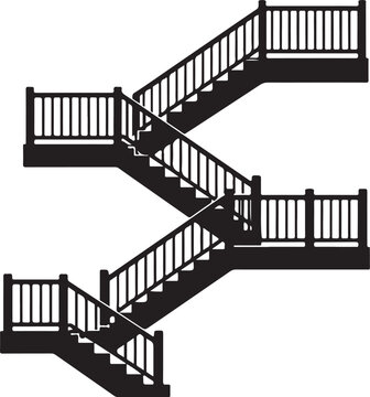 Staircase with landings silhouette vector