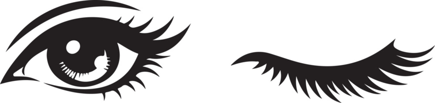 stylish closed and open eyes silhouette vector