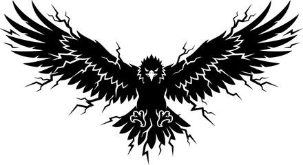 Naklejka premium Eagle silhouette mascot logo with lightning bolts