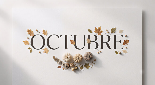 Texto del mes de Octubre en estilo minimalista de oto&ntilde;o