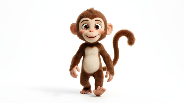 Adorable cartoon monkey character on white background