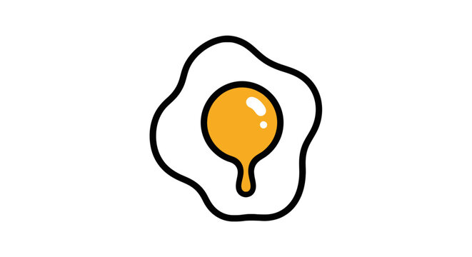 Minimalist fried egg icon with runny yolk