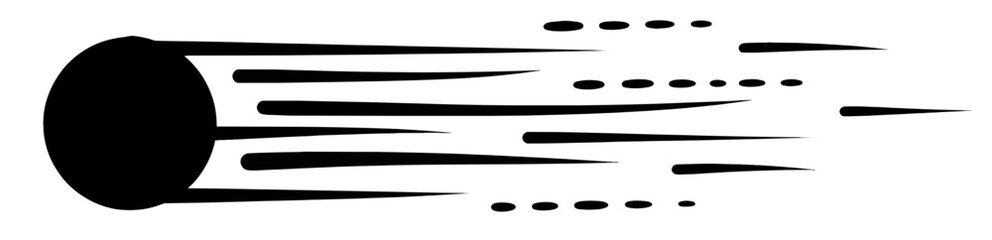 Stylized comet illustration with speed lines and a circular head. © Jaaabz