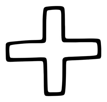 Simple Black Plus Sign Illustration on White Background.