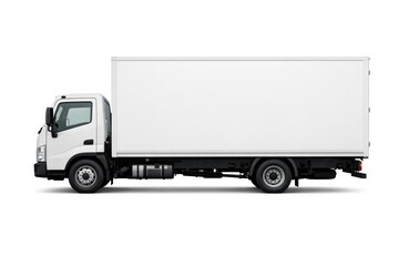 Obraz premium White delivery truck isolated on white background.