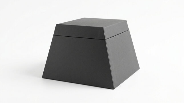 A rigid trapezoid box with a matte charcoal gray finish on a white background