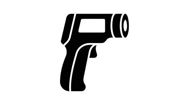 Vector illustration of infrared thermometer icon, noncontact temperature gun on a transparent background