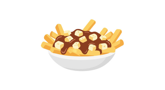 Bowl of classic poutine with gravy and cheese curds