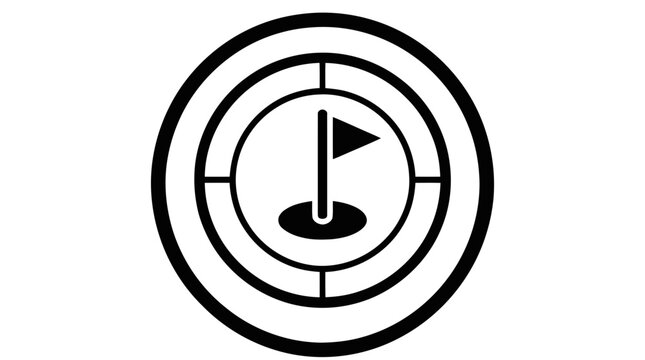 Vector illustration of golf hole icon, target symbol with flag on a transparent background