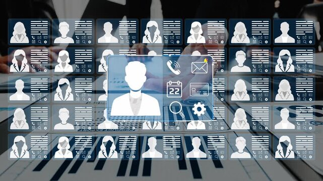 Diverse Digital Interface with Multiple User Profiles and Contact Information Displayed on a Modern Laptop Screen in a Business Setting. Entropy.