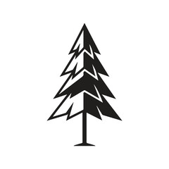 Obraz premium Minimalist black spruce pine tree graphic illustration with evergreen, woodland