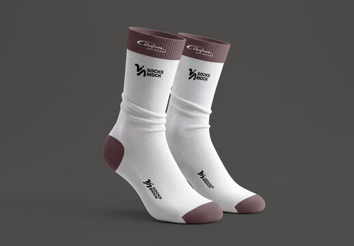 Realistic Long Socks Mockup Template Set