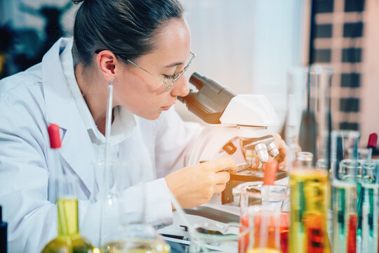 Scientist or researchers working in science laboratory, medical technology research work, science laboratory research and development concept.