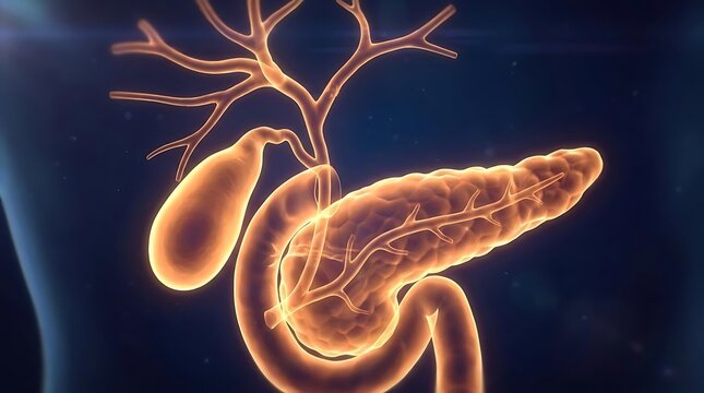 Human pancreas and gallbladder anatomical model