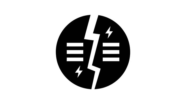 Vector illustration of electrical short circuit icon power outage and system failure symbol on a transparent background