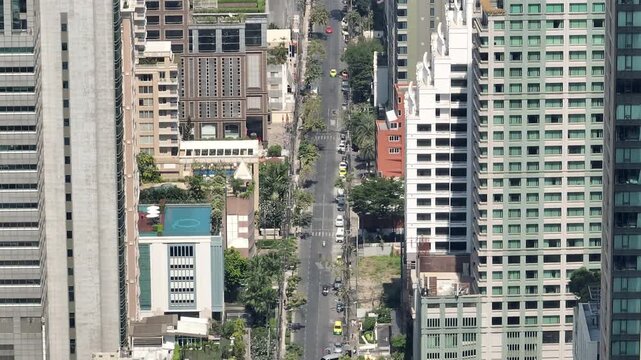 day time bangkok city urban exterior traffic street aerial panorama 4k thailand
