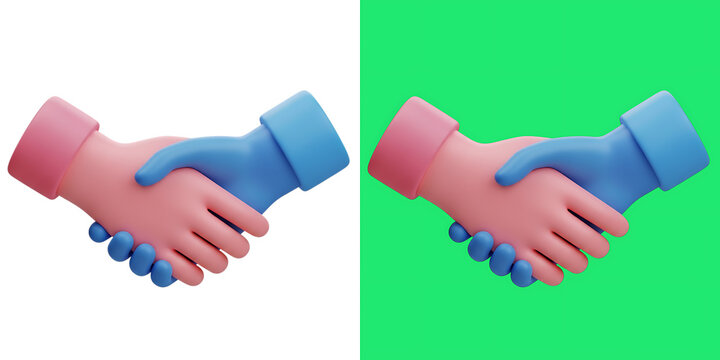 3D cartoon style handshake icon on