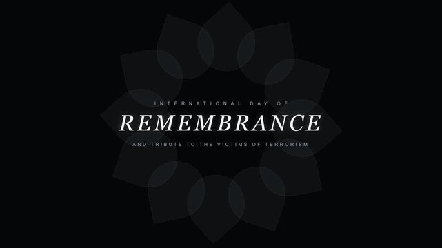 International Day of Remembrance Commemorative Text Animation Elegant Minimalist Dark Motion Graphic Background for Memorial Day Tribute Event