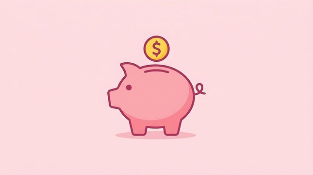 pink piggy bank with money