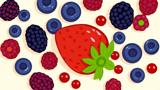 Fresh mixed berries including strawberry blueberry raspberry and blackberry