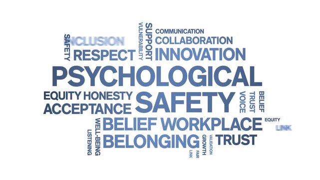 Psychological Safety animated word cloud-animation tag kinetic typography seamless loop.