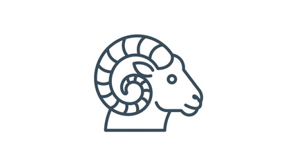 Minimalist line art illustration of a ram head profile. © Jiwaskz