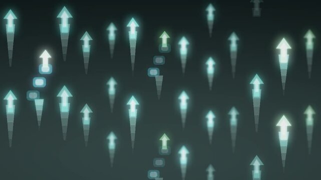 Rising Growth Arrows and Ascending Step Blocks Business Success Motion Background Seamless Loop in deep teal tones