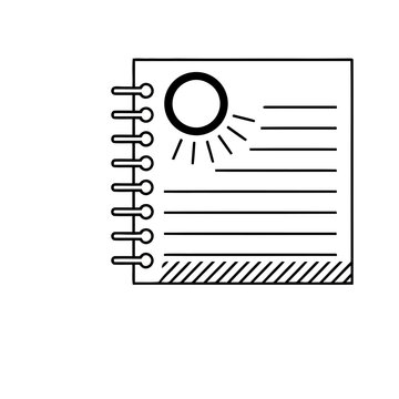 Notebook with sun and lines icon