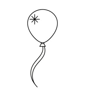 Outline of a balloon with a string and a star