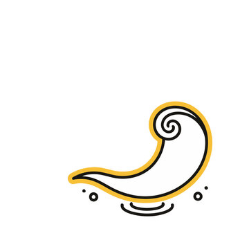 Stylized horn with swirl and dots