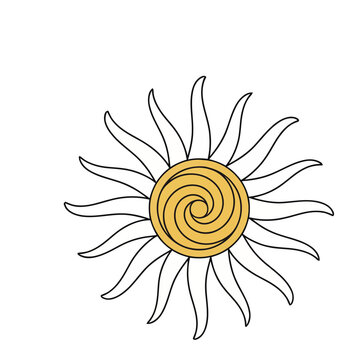 Stylized sun with yellow center and white rays