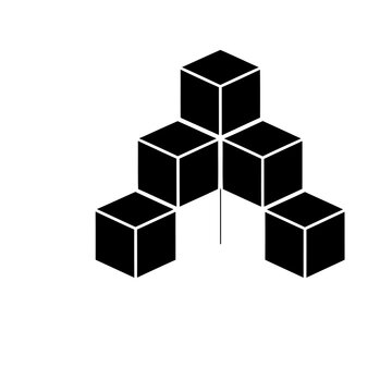 Abstract arrangement of black cubes
