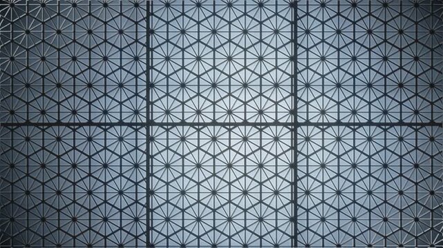 Japanese Kumiko Wood Lattice Backlit Shoji Screen Asanoha Pattern Seamless Loop in vibrant ash tones