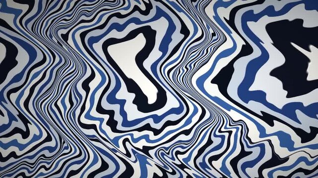Swirling marbled paint and ink flowing in a suminagashi pattern seamless loop in subtle indigo tones