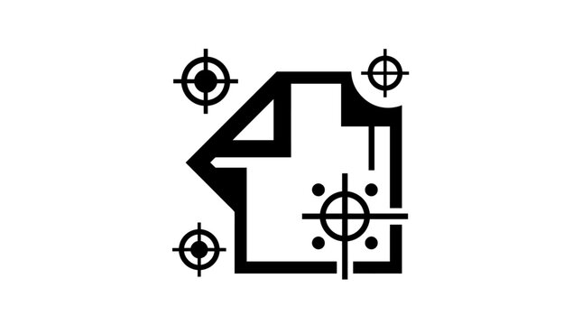 Black and white paper target symbol.