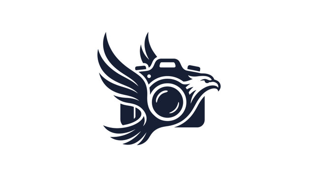 Black and white eagle camera logo.