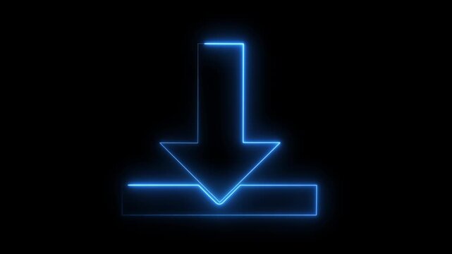 Neon Download Icon Animation on Black Background