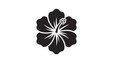 Black and white hibiscus flower icon. © Bon