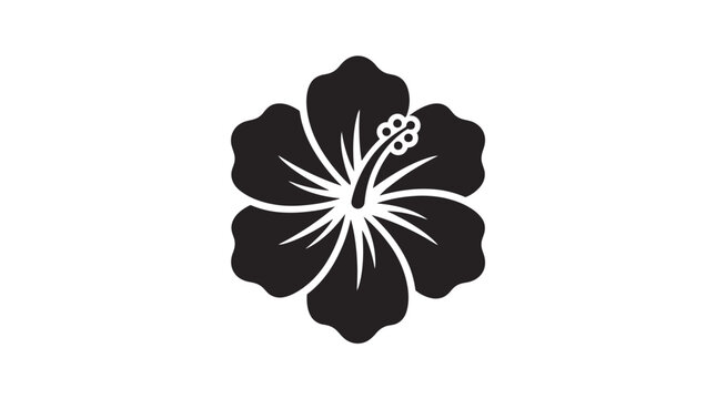 Black and white hibiscus flower icon.