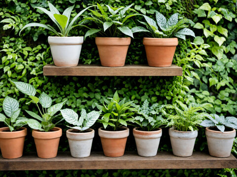 plantas en maceta en jardin vertical