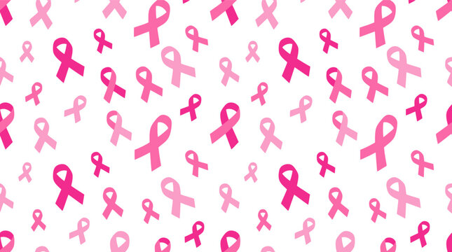 Seamless pattern with pink ribbons representing breast cancer awareness and health support Vector
