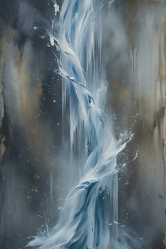 Generated abstract illustrations with nature thiemes of water, sky, wind, tree.