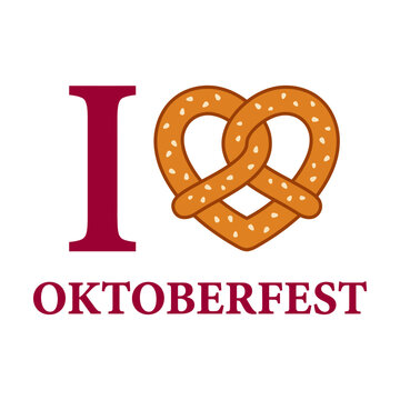 I love oktoberfest design with a heart shaped pretzel illustration for festival celebration Vector