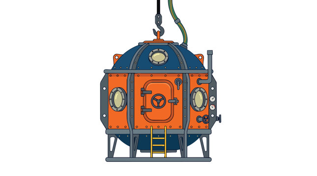 Vintage Deep Sea Bathysphere Submersible Diving Chamber for Oceanographic Research and Underwater Adventure
