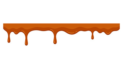 Thick brown caramel sauce dripping down in a horizontal line pattern Vector © azad