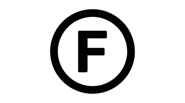 Vector illustration of professional dry cleaning symbol with letter f inside a circle on a transparent background