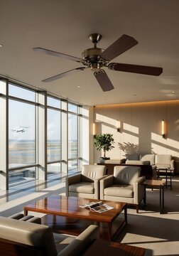 Modern interior with ceiling fan