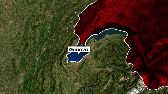 Geneva region geopolitical map animation showing Switzerland's border boundaries