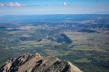 Fototapeta premium Placerville and San Miguel River canyon from Wilson Peak Summit