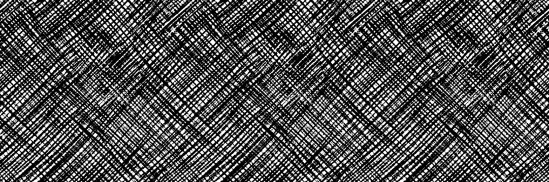 Crayon diagonal cross hatch seamless pattern. Weave and fabric textile background. Abstract rough grunge pencil strokes, crosshatch texture banner. Linen, denim or woven canvas seamless texture.